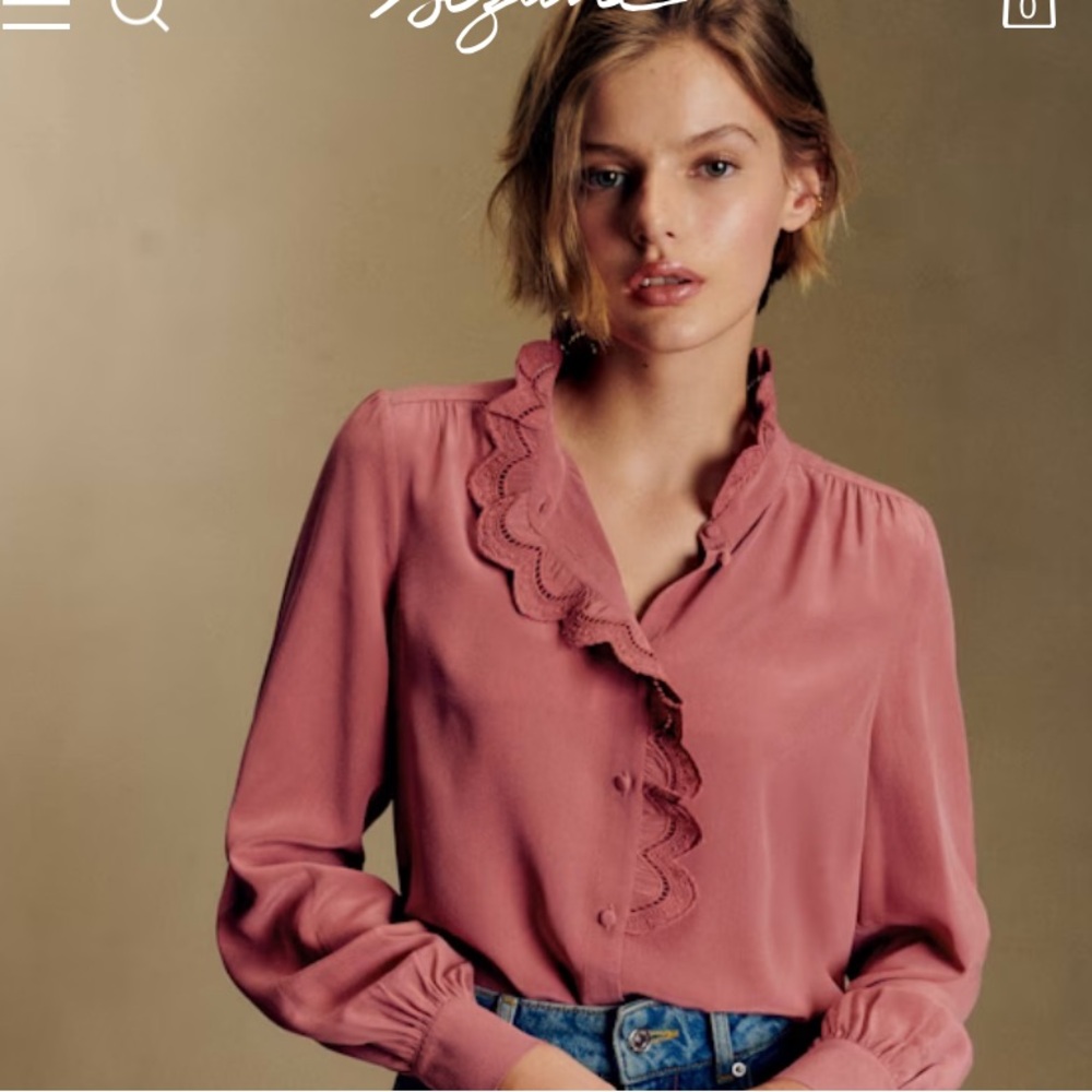 Elegant Sezane Silk Chlo shirt size 36 Rosewood
